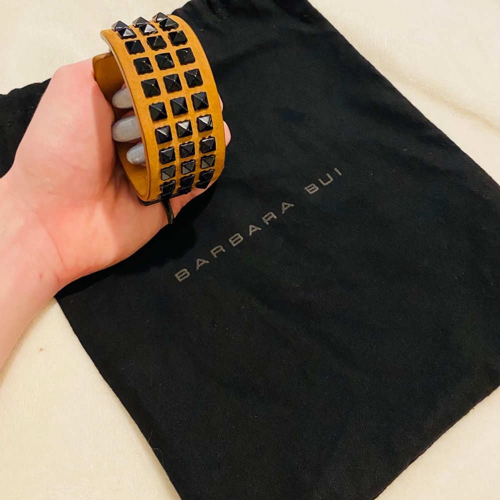 Barbara Bui Studded Leather Cuff Bracelet